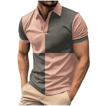 Men's Casual Polo Shirt Classic Short Sleeve Golf Shirt Stylish Lapel Top with Pockets