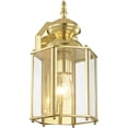 thumbnail image 6 of 7 inch 1 Light Polished Brass Outdoor Wall Lantern Pendant Lighting Fixture with Clear Beveled Glass Shade backed with Solid Brass material for patio, front porch, entryway and more, 6 of 7