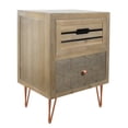 thumbnail image 4 of BTMWAY Modern Farmhouse Nightstand, Antique Style Solid Wood Bedside Table with 2 Storage Drawers and Metal Feet, Rustic Night Stand Wooden End Table for Bedroom Kids Room Living Room, Natural, 4 of 7