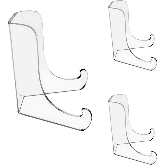 3 Pack Clear Acrylic Plate Stand and Easel - Clear Display Easel for Plates, Bowls, and Small Items - Perfect for Home Decor and Displaying Collectibles