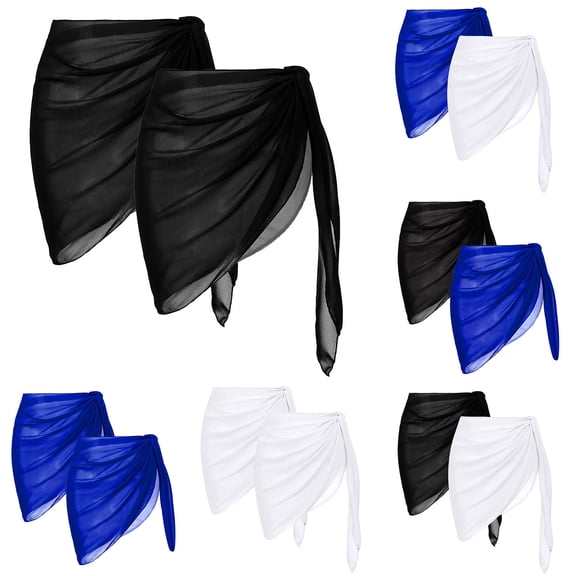 Womens Cover Up 2 Pack Sheer Mesh Bikini Wrap Skirt Beach Sarongs Swim Suit Coverup for Women