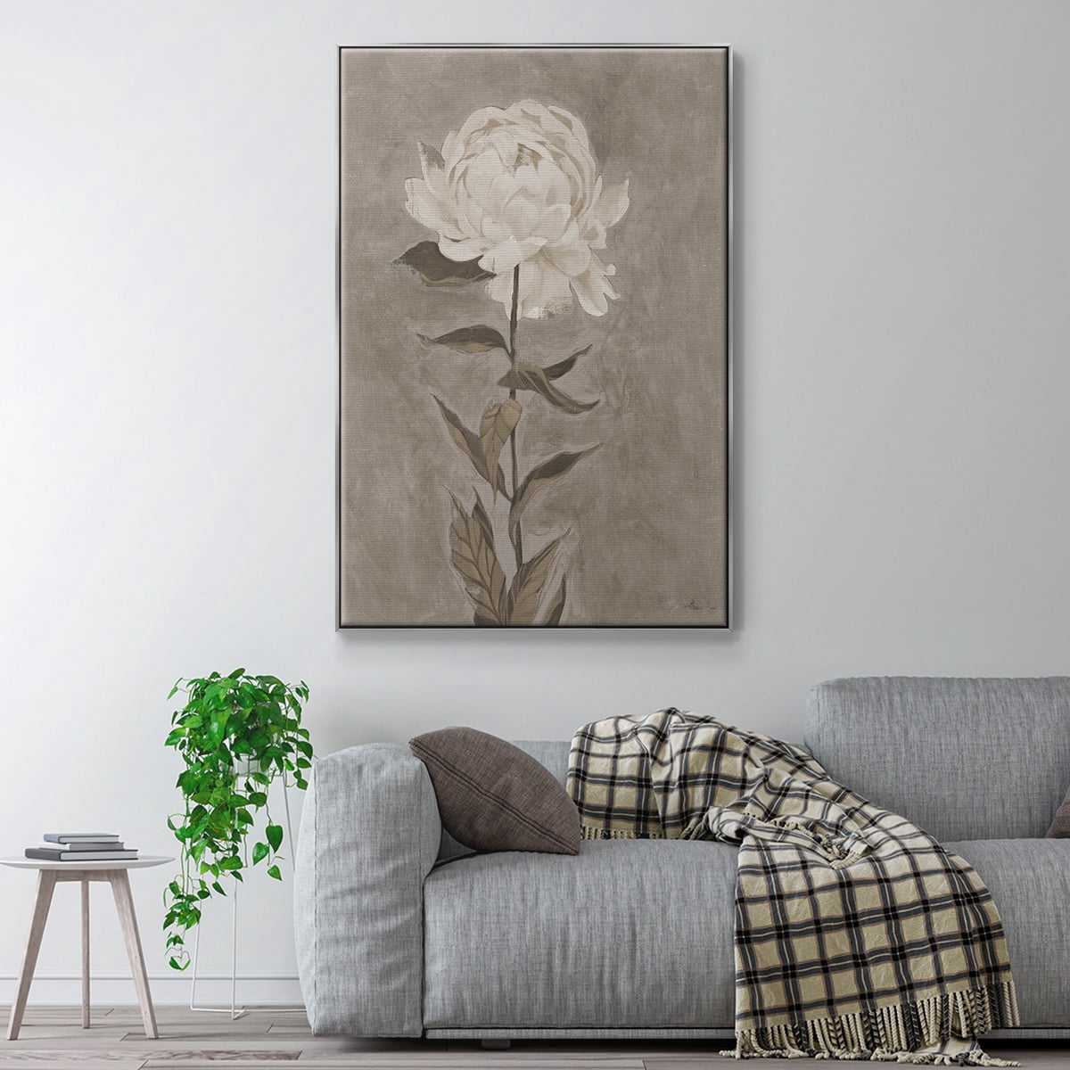Pretty as a Peony I Framed Premium Gallery Wrapped Canvas - Ready to Hang - 27 x 41 - Silver Floating Frame