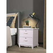 Nesuncia Elegant Hard Wood Nightstand With 2 Locking Drawer End Table Bedside Cabinet White