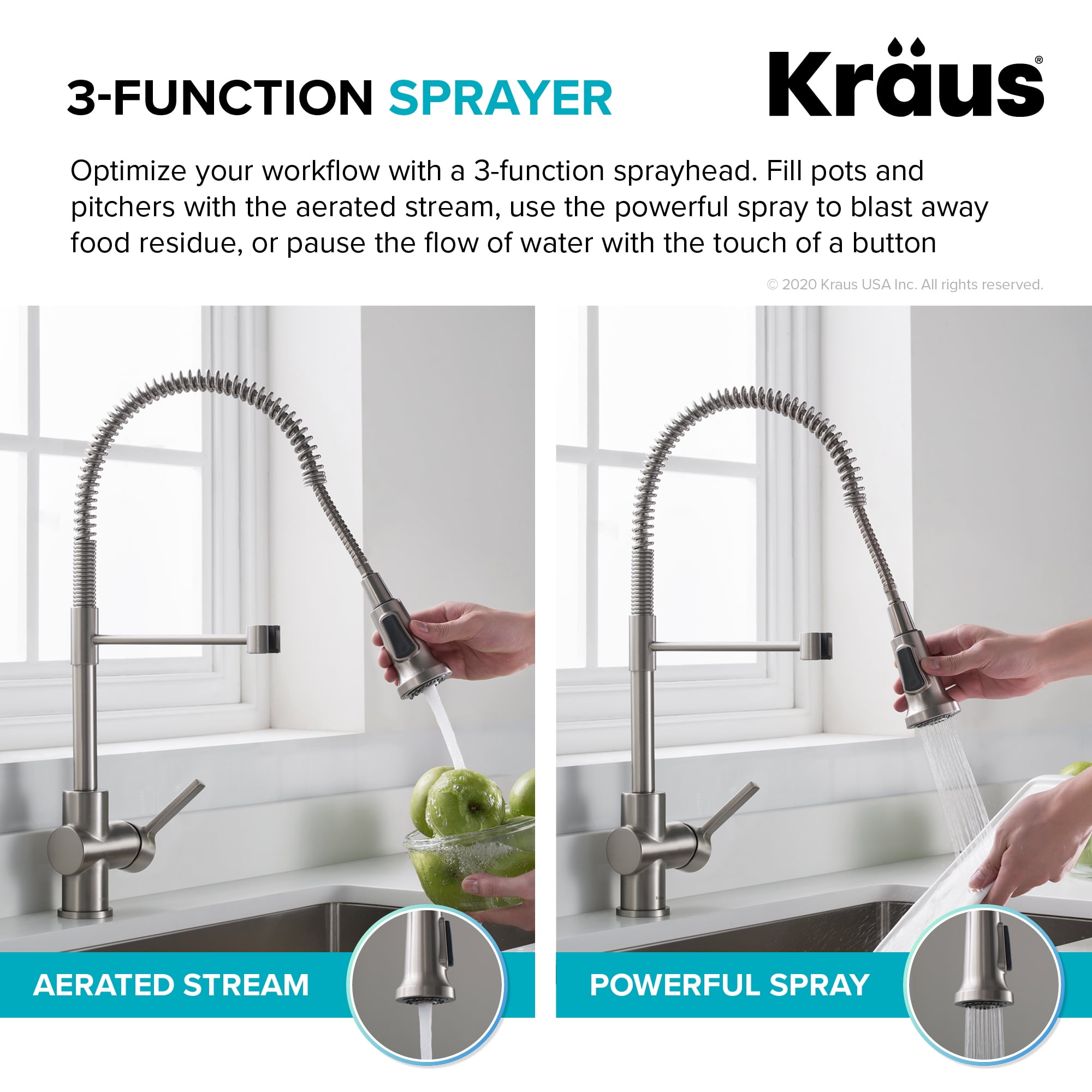 KRAUS Britt™ Commercial Style Kitchen Faucet and Purita™ Water Filter Faucet Combo in Spot Free Stainless Steel