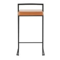 thumbnail image 6 of Fuji Contemporary Stackable Counter Stool In Black With Camel Faux Leather Cushion - Set Of 2, 6 of 7