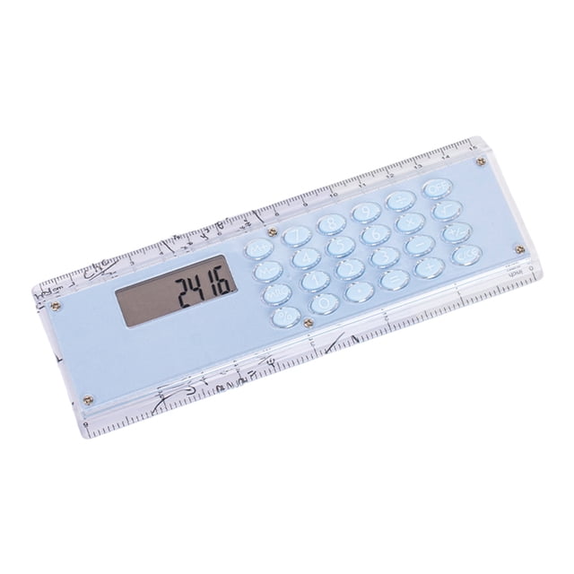 Blue Ruler Calculator - 6 Inch Measuring Tool with Basic Math Operations for School Office Home Use
