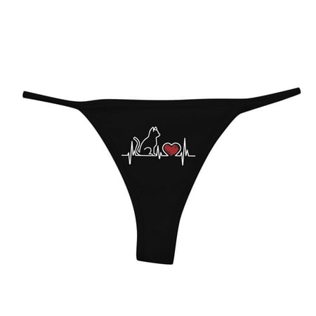 

Womens Funny Printing Plus Size Solid Color High Waist Thongs