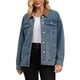 thumbnail image 2 of Abrigo de mujer INSPIRE CHIC, chaqueta de mezclilla con cuello de pana, mangas largas, abotonado, estilo western, chaquetas de jean, talla XL, azul retro, 2 of 6