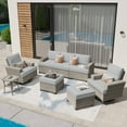thumbnail image 2 of XIZZI 8 Pieces Outdoor Patio Furniture All Weather Rattan Conversation Set High Back Seating Set Modular Outside Sectional Sofa with Swivel Rocking Chairs for Porch,Gray, 2 of 9