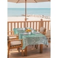 thumbnail image 2 of Outdoor Tablecloth with Umbrella Hole for Patio/Picnic/Party/Camping, Teal Blue Boho Waterproof Table Cloth Rectangle Table Cover Washable, Vintage Ethnic Tribe Abstract Art (60"x 84"), 2 of 8