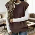 thumbnail image 2 of Knit Vest Oversized Round Neck Pullover Sleeveless Lightweight Layering Piece For Women Autumn Winter Casual Wear, 2 of 5