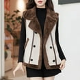 thumbnail image 6 of HTNBO Sherpa Vest Womens Faux Fur Lapel Fuzzy Waistcoat Sleeveless Jackets Fleece Lined Plush Edge Warm Gilet, 6 of 6