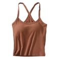 thumbnail image 2 of Womens U Neck Shapewear Built-in Bra Tank Top High Strechy Slim Fit Compression Camisole Workout Tops, Sleeveless Gym Athletic Yoga Tops(Brick Red,L), 2 of 3