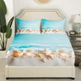 thumbnail image 3 of Erosebridal Coastal Marine Queen Sheet Sets, Kawaii Seashell Bedding Queen Size, Cartoon Beach Decor 4pcs, 3 of 7