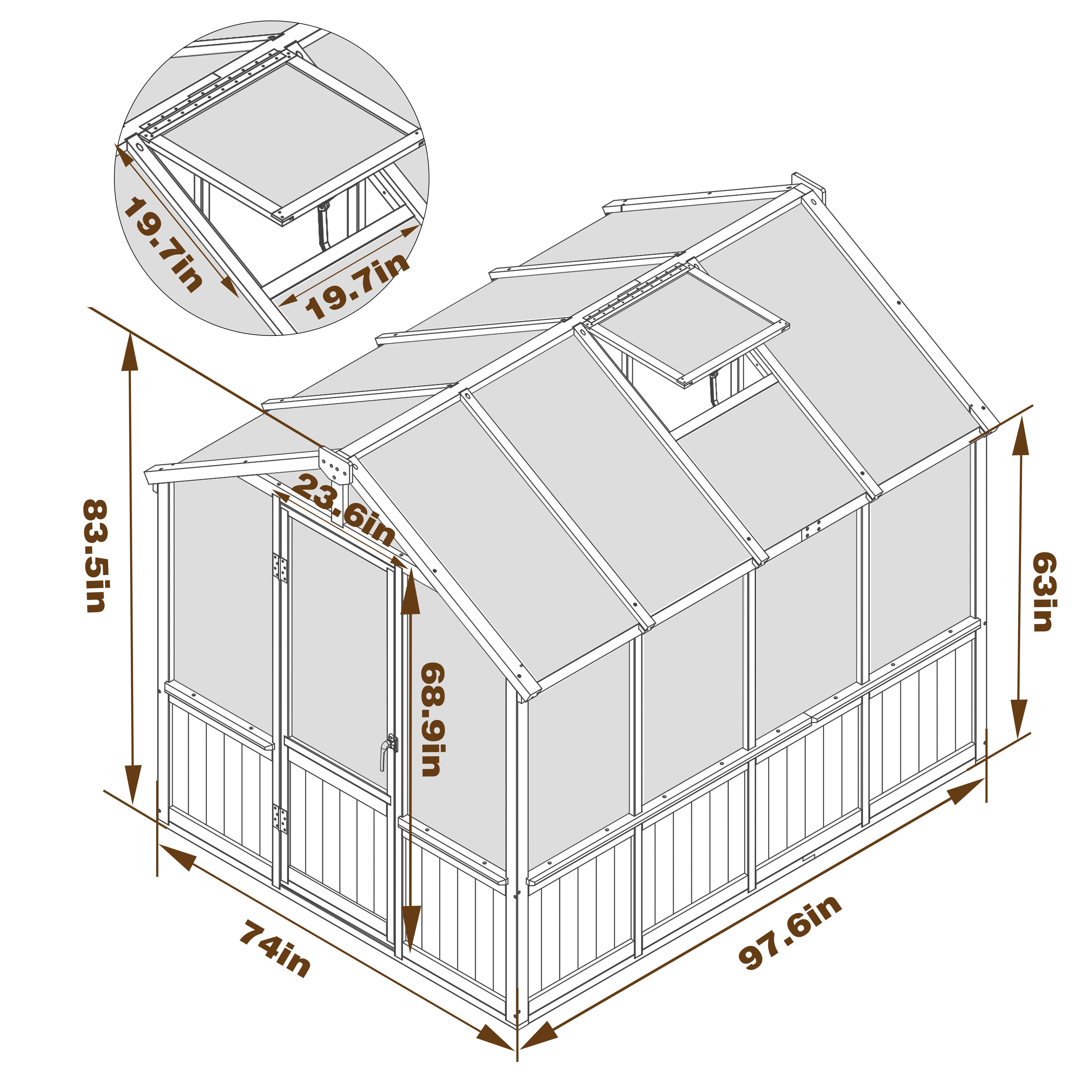 VEIKOUS 8'x6' Outdoor Cedar Wood Greenhouse w/ Lockable Door & Adjustable Window for Patio