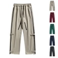 thumbnail image 1 of Salopette d'Extérieur pour Homme, Pantalon et Pantalon Long, Taille Élastique avec Cordon de Serrage Jambe Droite, Tenue Décontractée Quotidienne, Randonnée, Mode Urbaine, Essentiels de Printemps Hiver, Beige G, 1 of 8