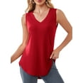 thumbnail image 2 of JYLFC Womens Plus Size Tops V Neck Long Sleeveless Blouse, Burgundy 3XL, 2 of 7