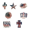 thumbnail image 2 of 7 Pcs 4th of July Patriotic Ornaments Memorial Day Tree Decorations Red White Blue Wooden Ornament America Star Cross Wood Patriotic Decor for Tree Home Wreath Crafts(Vintage), 2 of 6