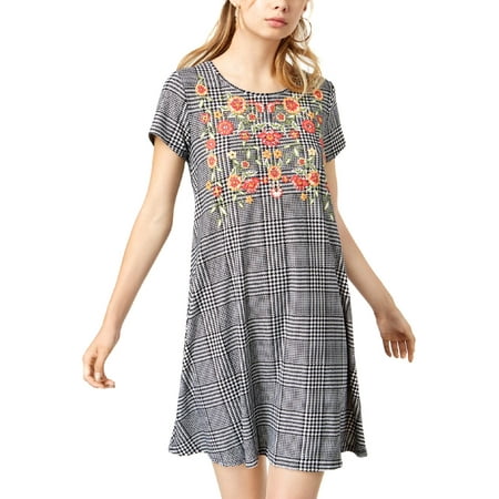 Derek Heart Juniors' Yummy Jersey Trapeze Dress with Cap Sleeves and Puff Print