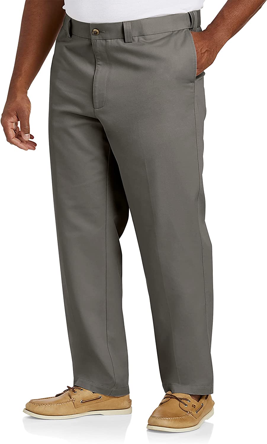 Big And Tall Essentials By DXL Men s Flat Front Twill Pants Grey 44W Big And Tall Essentials By DXL Men s Flat Front Twill Pants Grey 44W