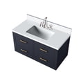 thumbnail image 2 of 36 in. Wide Blue Bath Vanity Set / Cultured Marble Top & Chrome Gooseneck Faucet / Bathroom Upgrade, 2 of 4