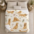 thumbnail image 5 of Golden Retriever Watercolor Dog Illustrations Vintage Pet Portrait, Festive Pet Portrait Pattern, Warm Flannel Blanket for Cabin and Lodge, Dog Lovers Just Because Gift, Pet Lover Home Decor, 5 of 9