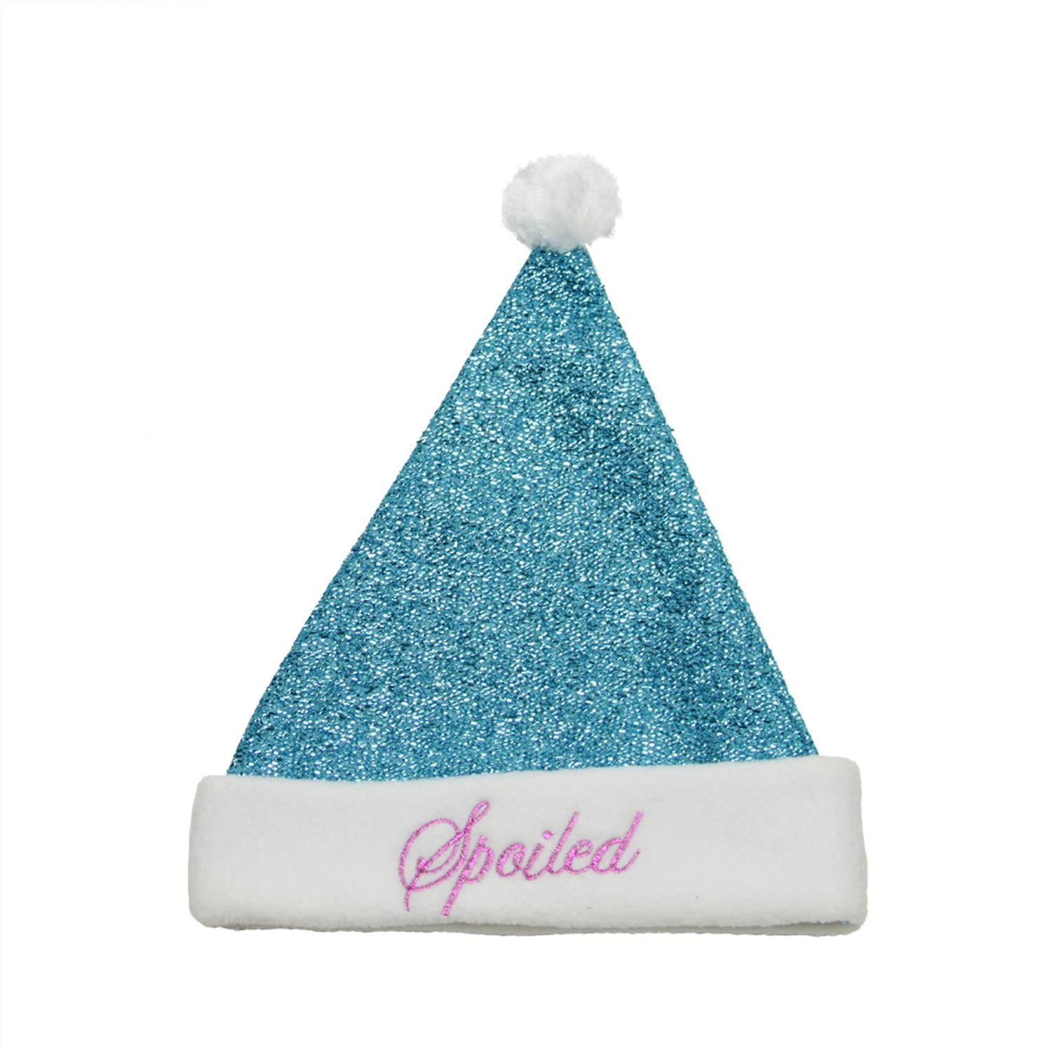 pink and blue santa hats