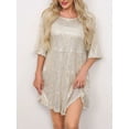 thumbnail image 5 of Women's Sequin Round Neck Half Sleeve Mini Dress with fabric ninety five percent % polyester and five percent % spandex, 5 of 24
