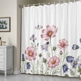 thumbnail image 4 of Shower Curtain for Bathroom Spring Farm Flowers Leaves Butterfly Waterproof Bath Curtains Shower Curtains with Hooks,Pink Green Plants on White Bathroom Curtain Privacy Drapes for Bathtubs 36x72in, 4 of 9