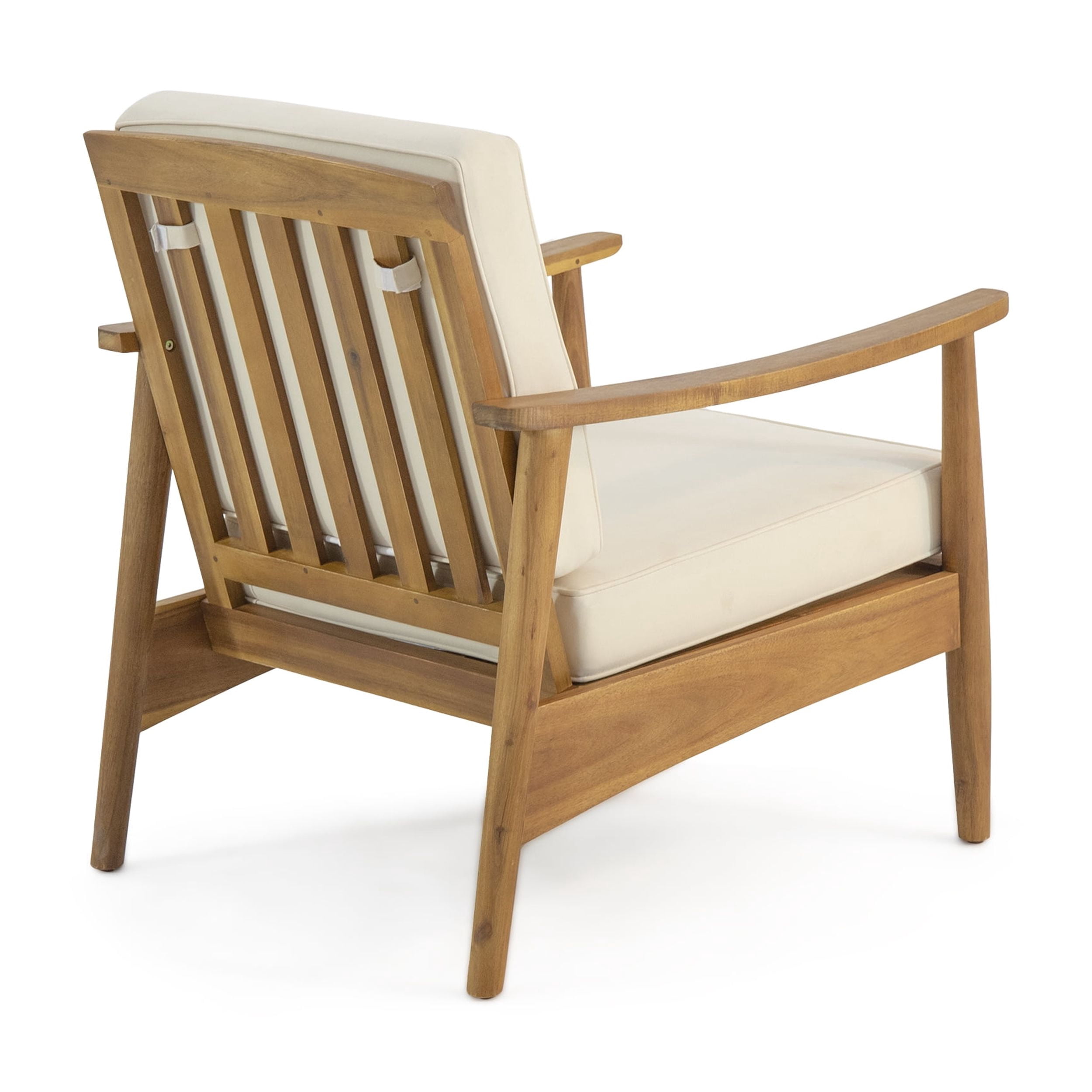 Euroco Outdoor Acacia Wood Club Chair with Slatted Design and Weather-Resistant Finish