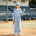 thumbnail image 2 of OJSFQUFP Girls 2 Piece Tracksuit Set Zip‑Up Hoodie Jacket + Wide Leg Pants Kids Casual Sport Outfit for School, 2 of 7