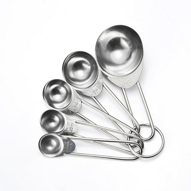 5-Piece Stainless Steel Measuring Spoons - Precision Baking & Cooking Tools, Engraved Sizes (0.75-15ml), Dishwasher Safe, Durable & Rustproof, Ergonomic Handle Design