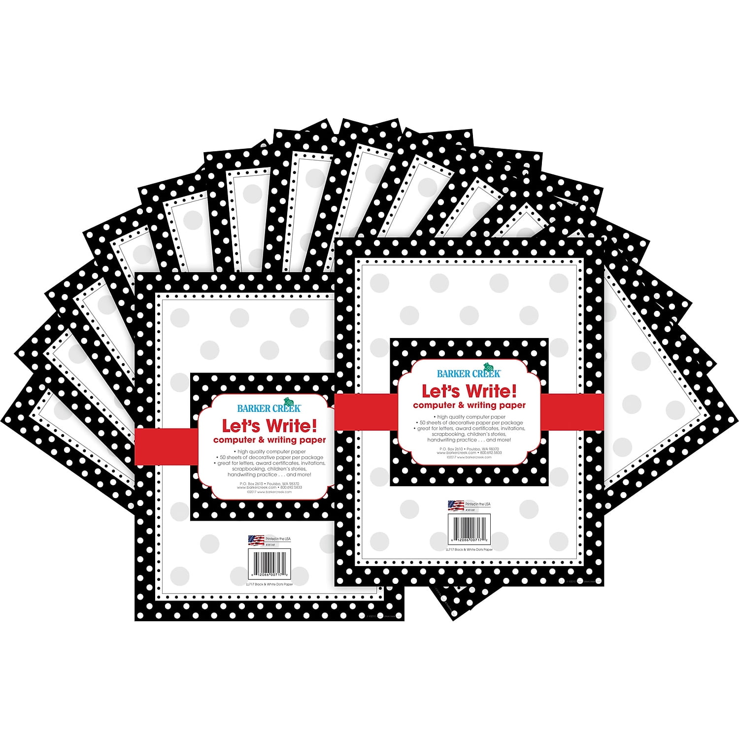 Barker Creek Black & White Dot Computer Paper ̶ 100 Sheets