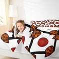 thumbnail image 3 of Castle Fairy Cricket Print Bow Full Size Comforter Sets 3-Piece, Minimalism Grid Bedding Comforter Set, Black Red Brown,1 Comforter and 2 Pillowcases, 3 of 6