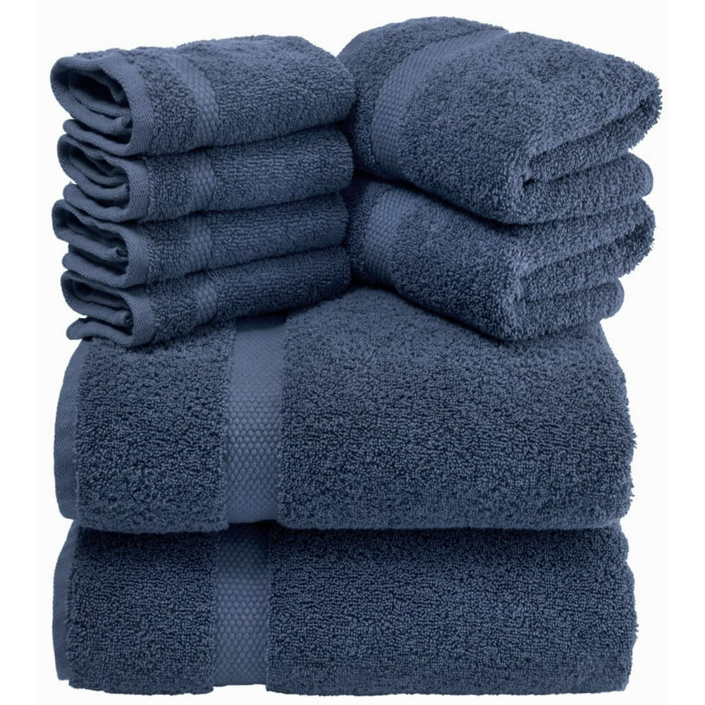 Luxury Navy Blue Bath Towel Set Hotel Soft Cotton 2/Bath 2/Hand 4