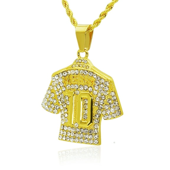 Iced Out Soccer Jersey Pendant, Argentina NO.10 Jersey Pendant Necklace, Number 10 Soccer Jersey Jewelry, Rock Soccer Fans Captain Jersey Jewelry for Men,Punk Soccer Jewelry