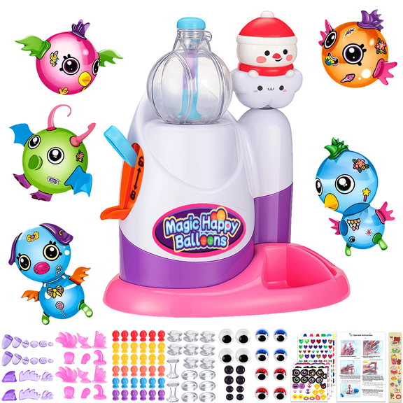 Balloon The Funny Inflator Toy, DIY Sticky Balloon with Pump, Sticky Bouncy Thickened Colored Balls with Sticker Accessories, Magic Balloon Nano Tape Bubble Kit Gift for Kids (Snowman)