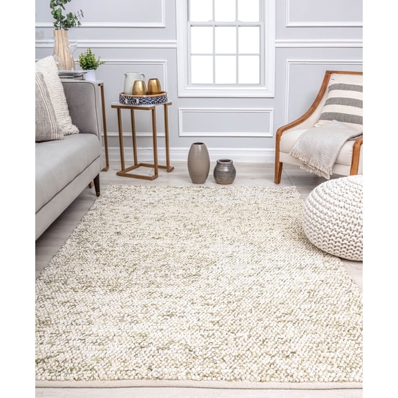 Rugs America Sage Confetti DR10D Solid Farmhouse White Area Rug, 5’0”x7’0”