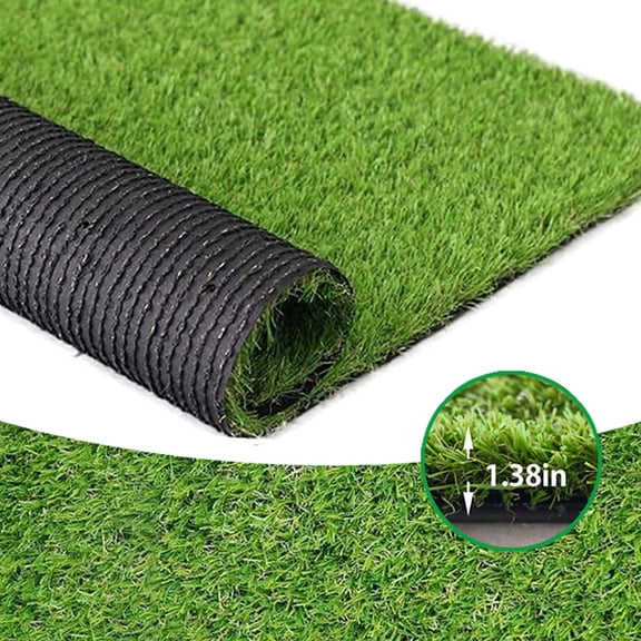 LITA 8' x 10' Artificial Grass Turf Green Thick Synthetic Fake Grass Outdoor Rug for Patio Balcony