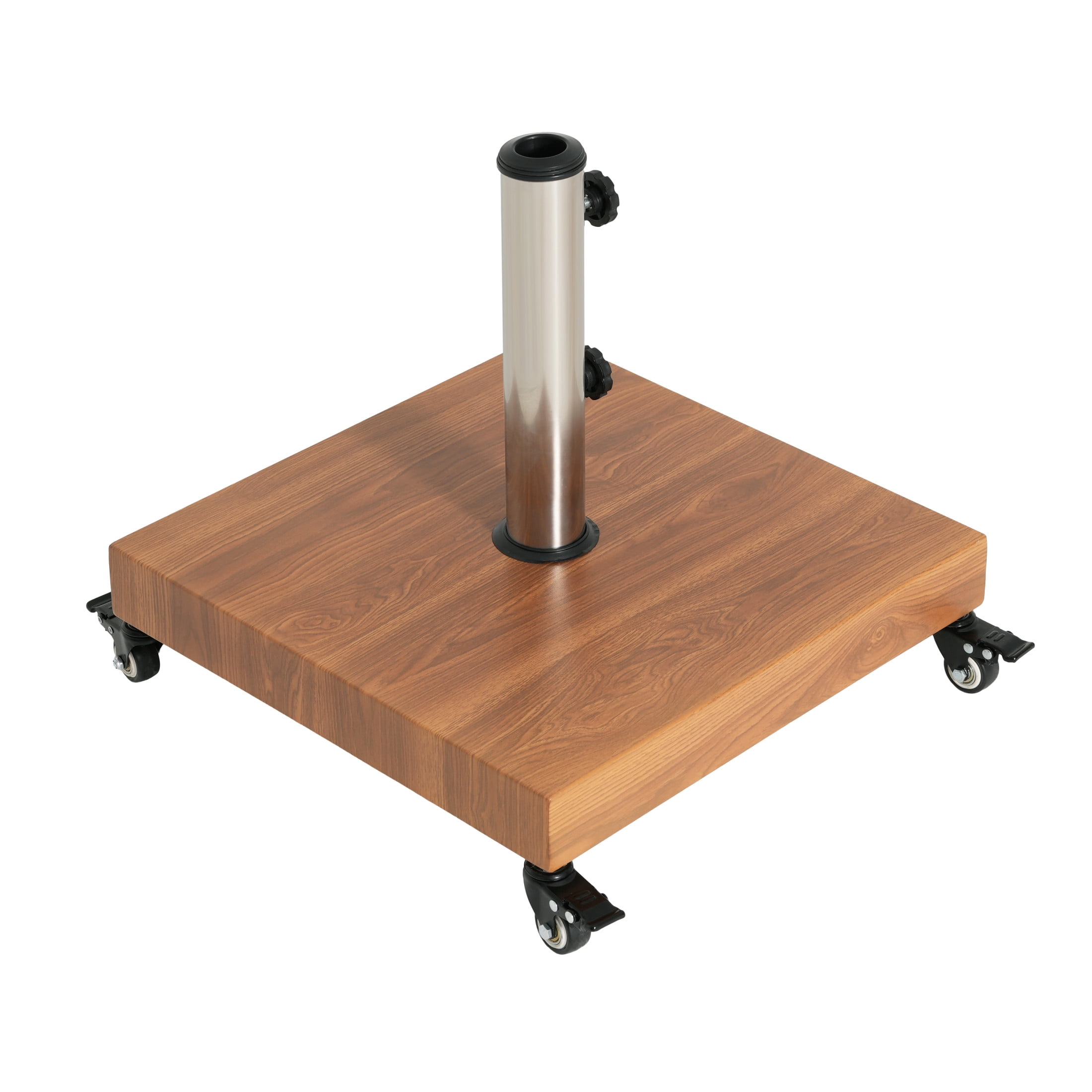 Christopher Knight Home Square Umbrella Base with Wheels, Stainless Steel Pole, Natural