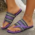 thumbnail image 5 of Summer Large Size New Fish Mouth Line Wind Drill Outside To Wear Flat Beach Female Slippers Sandals for Women Purple 42, 5 of 8