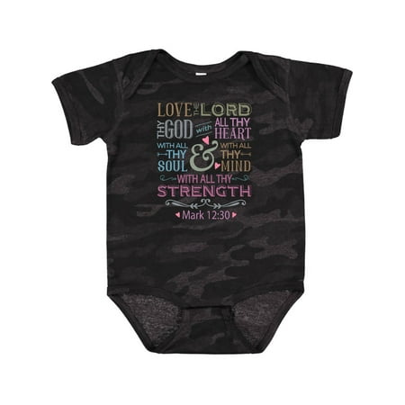 

Inktastic Love the Lord Heart Mind Strength Gift Baby Girl Bodysuit