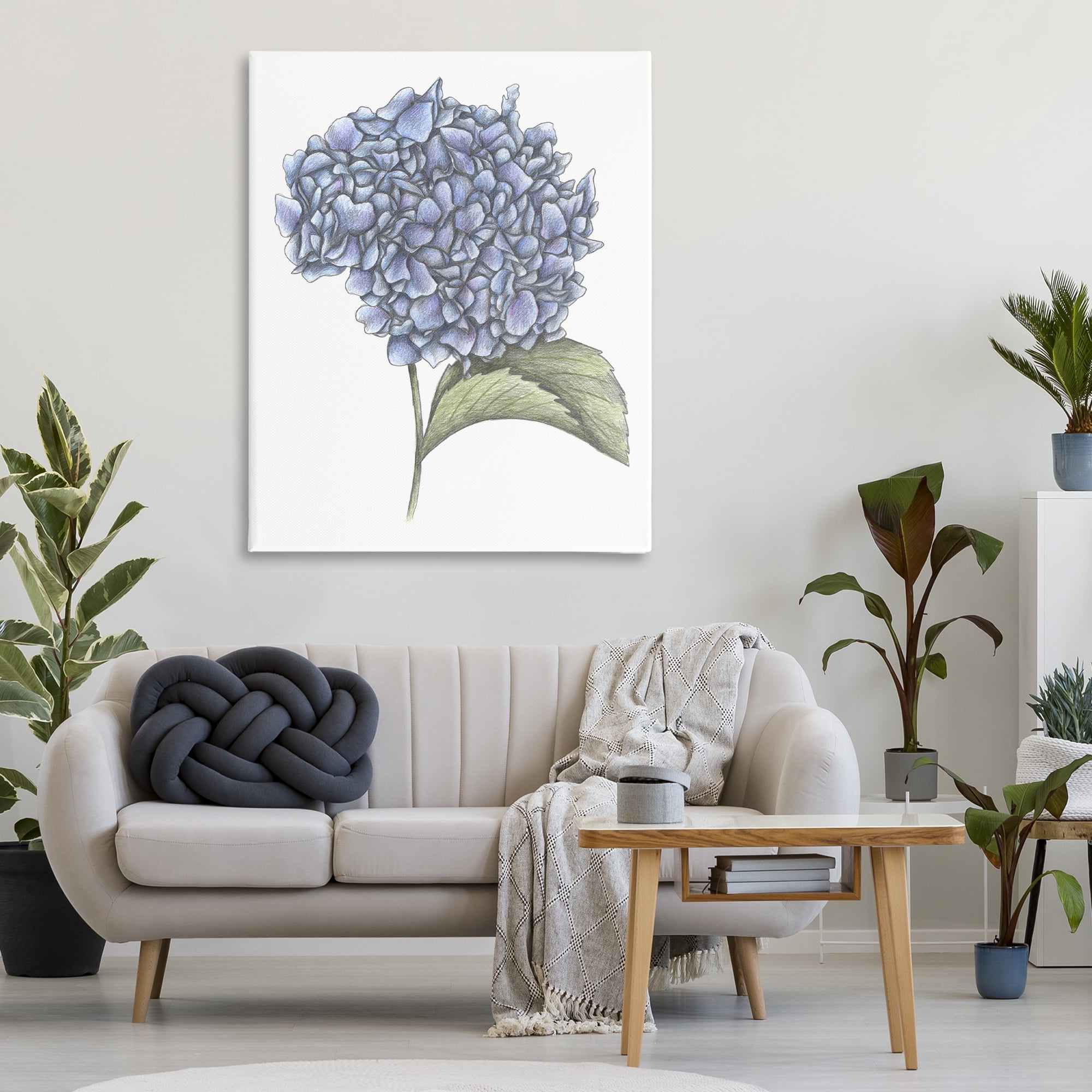Hydrangea Sketch Blossom Canvas Wall Art, design by Cecilia Battaini