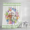 thumbnail image 4 of Easter Bunny Shower Curtain Set, Waterproof Shower Curtains for Bathroom, Eggs Rabbits Flowers Eucalyptus Green Plaid Washable Fabric Cloth Bath Curtain for Bathtub Decoration with Hooks 54x78 Inches, 4 of 9