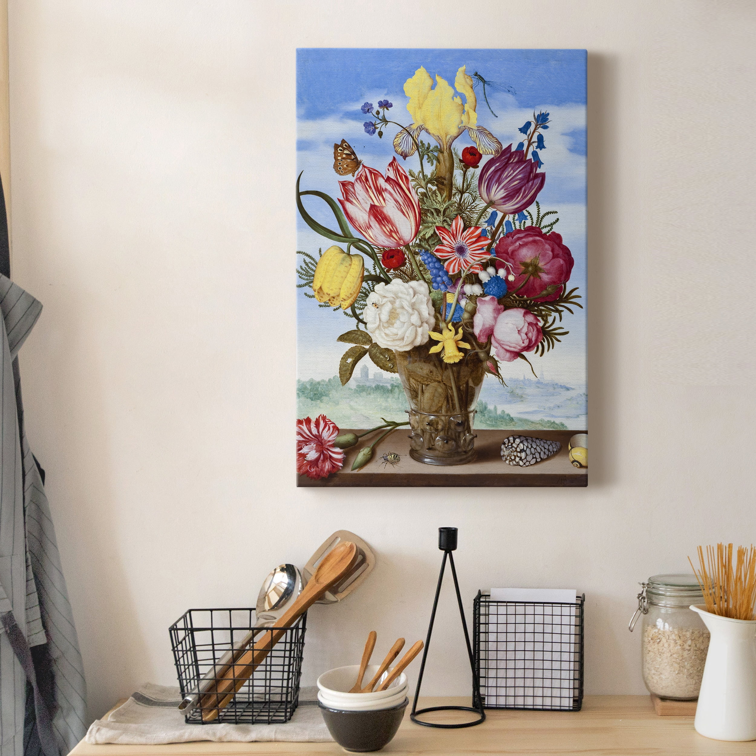 Bouquet of Flowers on a Ledge Premium Gallery Wrapped Canvas - Ready to Hang - 24 x 36