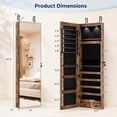 thumbnail image 3 of Costway Mirrored Jewelry Cabinet Jewelry Organizer w/2 LED Lights Rustic Brown, 3 of 11