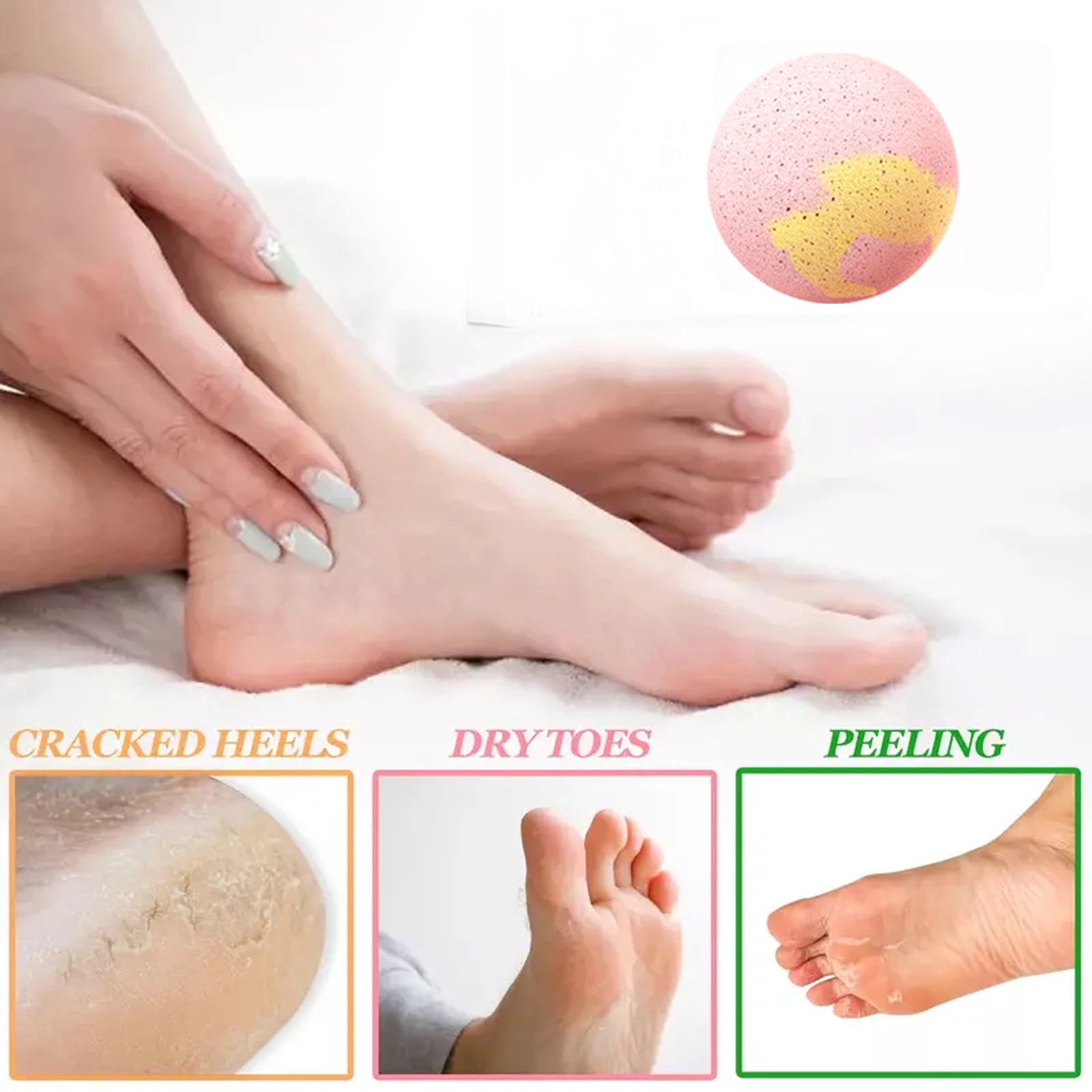 Alvantor Foot Bath Bombs for Dry Cracked Feet, Moisturizing Foot Soak Balls with Essential Oils, Foot Care Spa Treatment, 6pcs