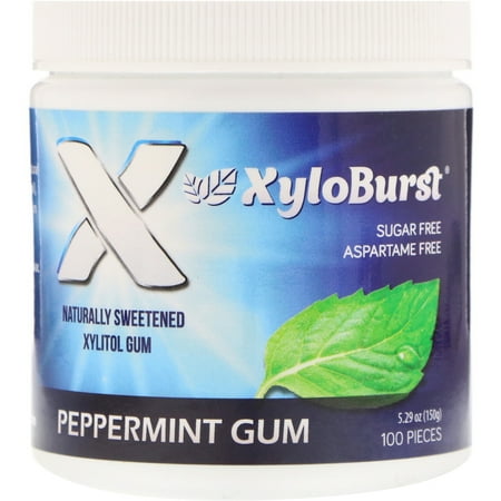 Xylitol Chewing Gum, Peppermint, 5.29 oz (150 g), 100 Pieces, Xyloburst