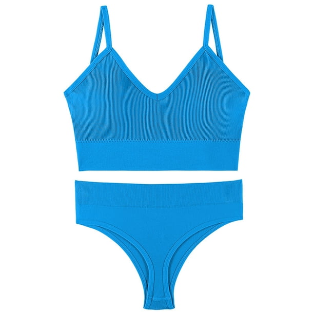 Ropa interior de color sólido para mujer, bragas, conjuntos de bragas de yoga cómodos, traje a juego para mujer