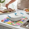 thumbnail image 2 of Pioneer Flower Floral Print Pattern Dish Drying Mat for Kitchen 1 Pack, Ultra Absorbent Microfiber Dishes Drainer Mats,16"x18", 2 of 6